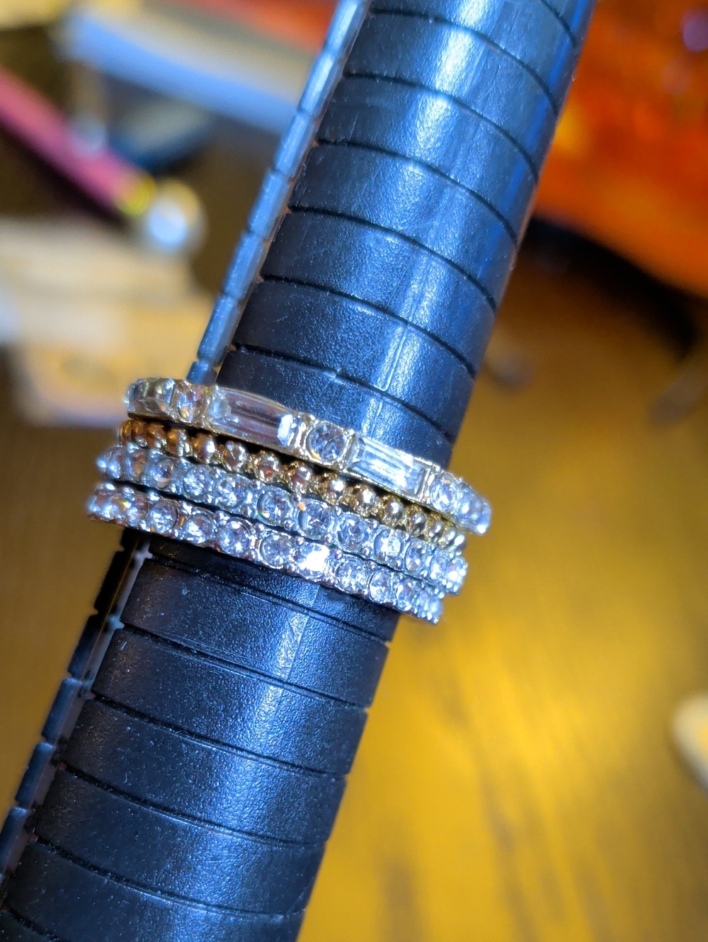 4 Stacked Gold And Silver Tones Rings Size 10
